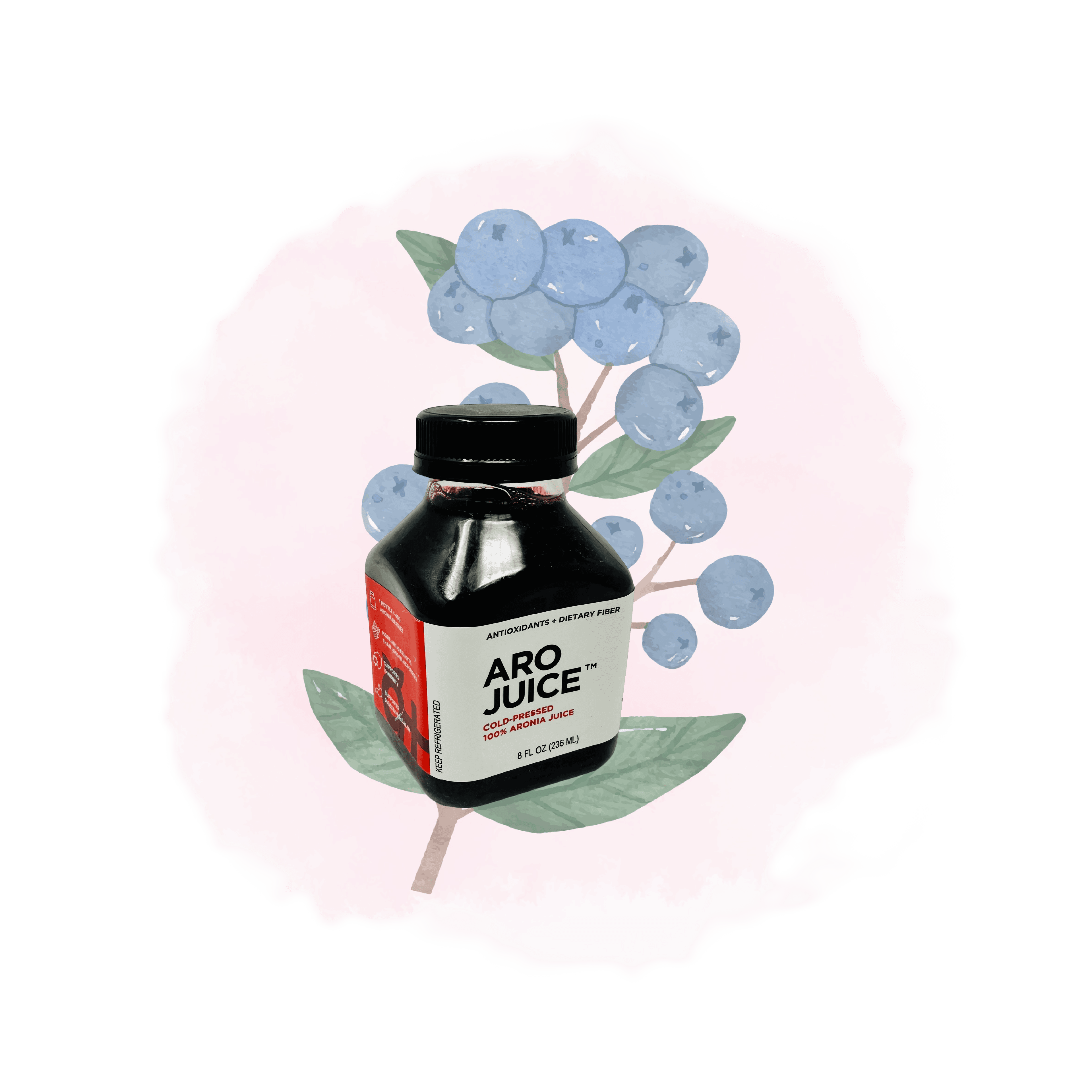 Aronia berry juice bottle